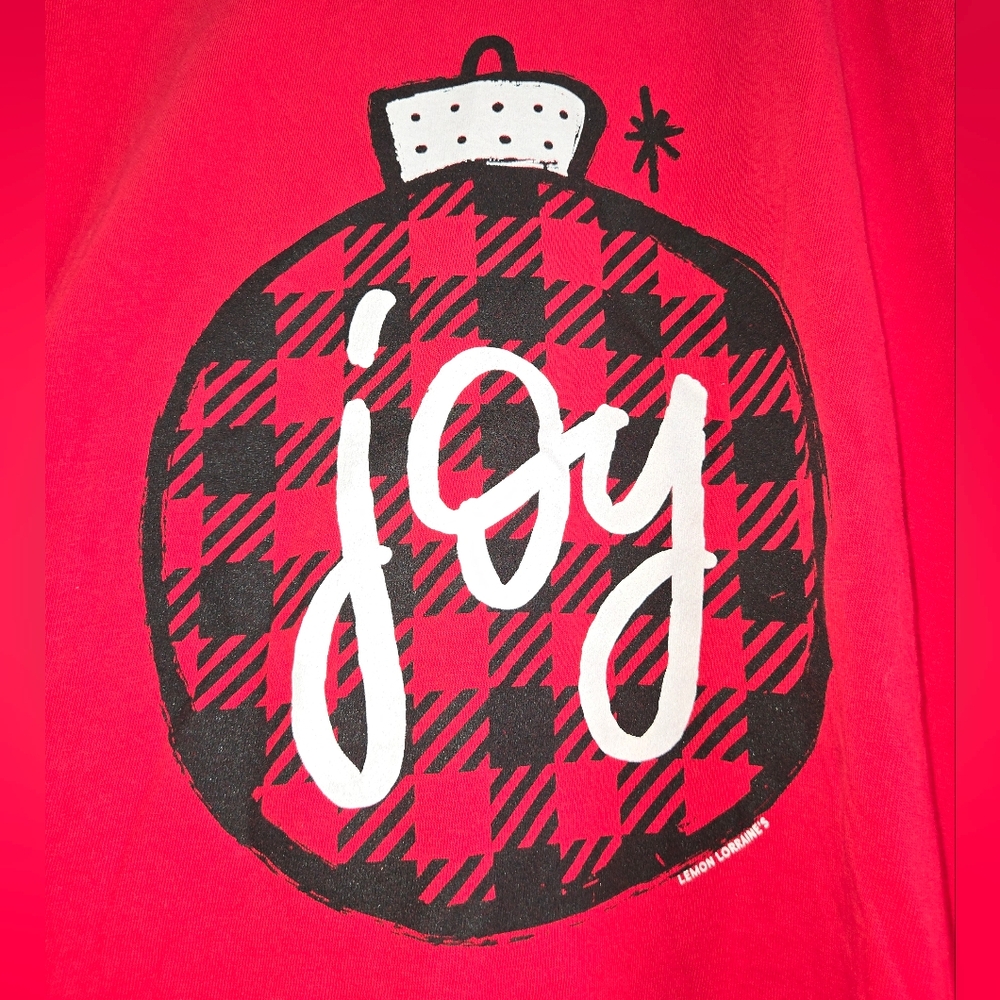 Comfort Colors Women's Long-Sleeve 'Joy' Christmas Ornament Red Graphic Tee XL - Picture 5 of 5